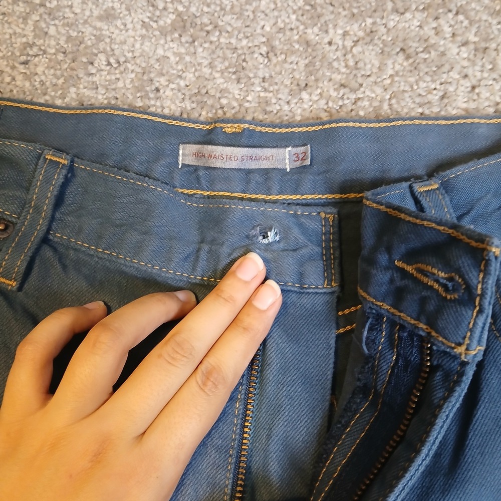 Levis High Waisted Straight Leg Jeans Blue Faded Wash Size 32 Vintage Style - Picture 3 of 13